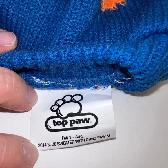 Top Paw Blue Dog Sweaters with Orange Paw Size Medium—2 Available! - Picture 4 of 5